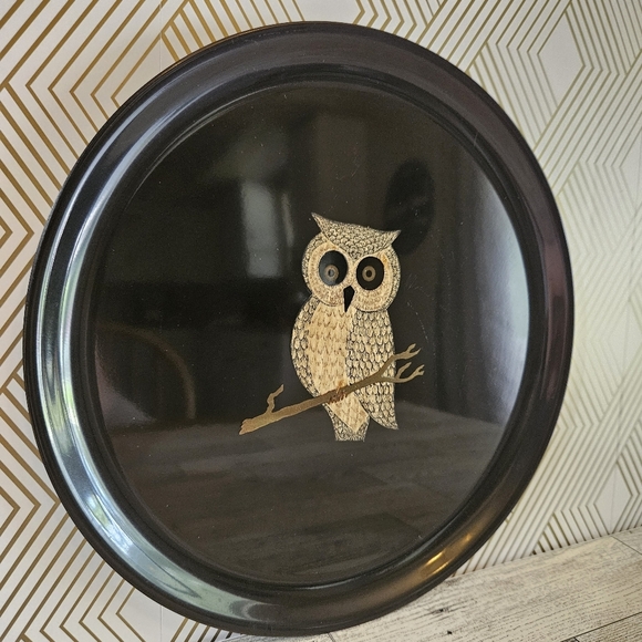 Couroc of Monterey Vintage 10.5" Owl Tray With Label - Picture 2 of 9